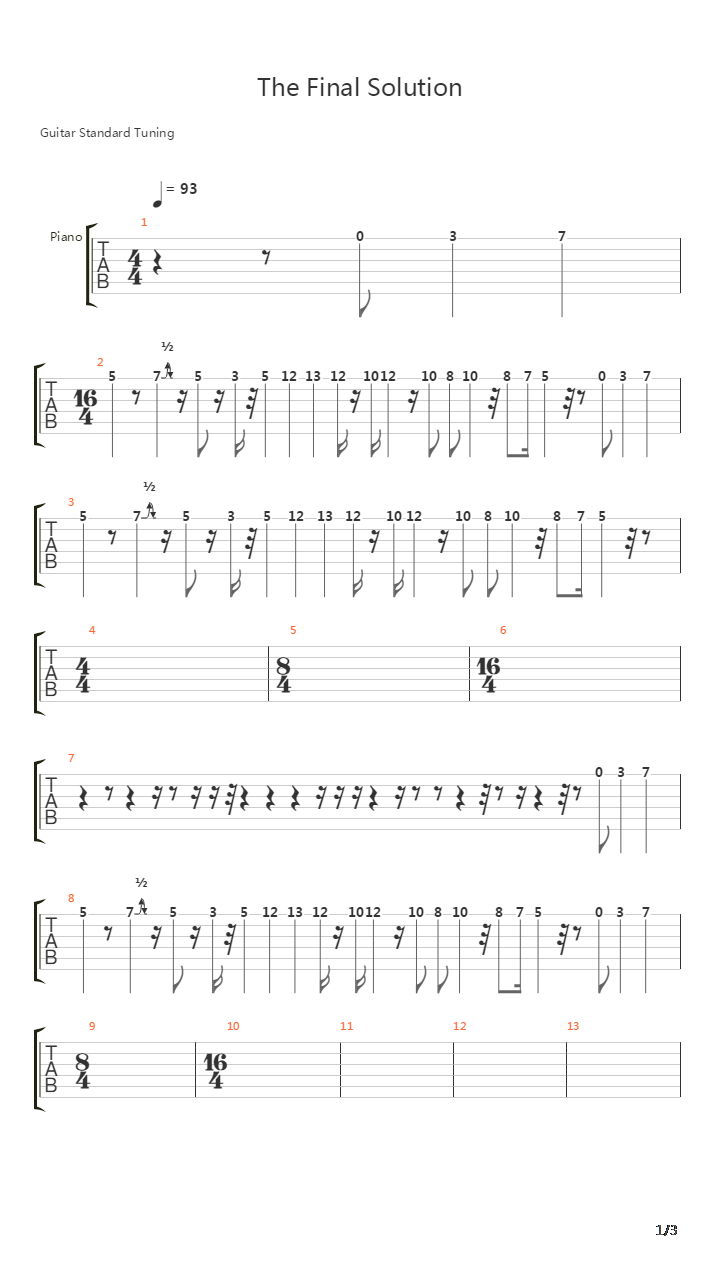 The Final Solution吉他谱