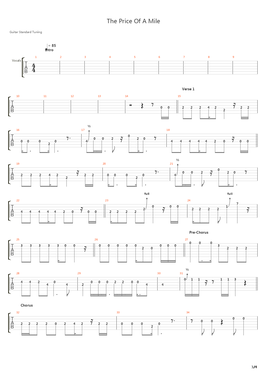 The Price Of A Mile吉他谱