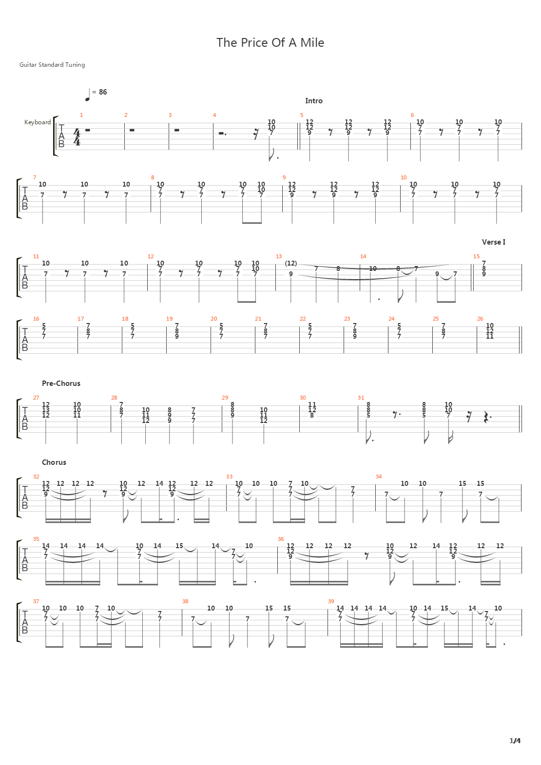 The Price Of A Mile吉他谱