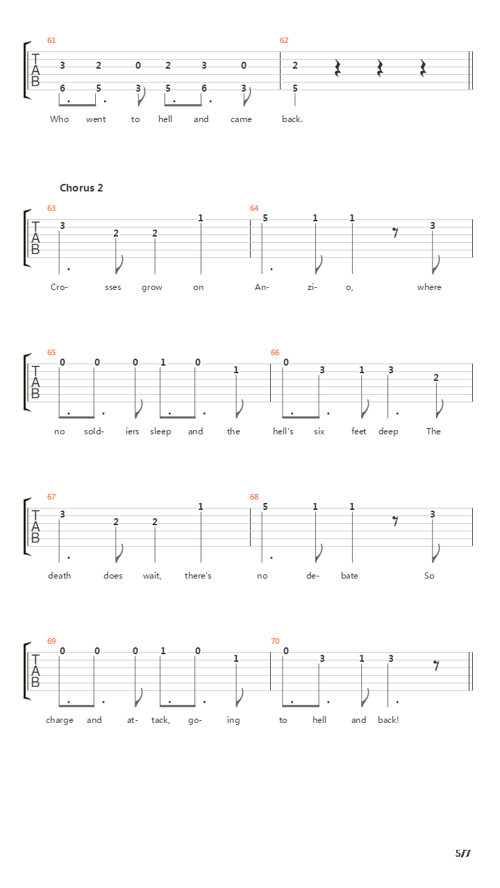 To Hell And Back吉他谱