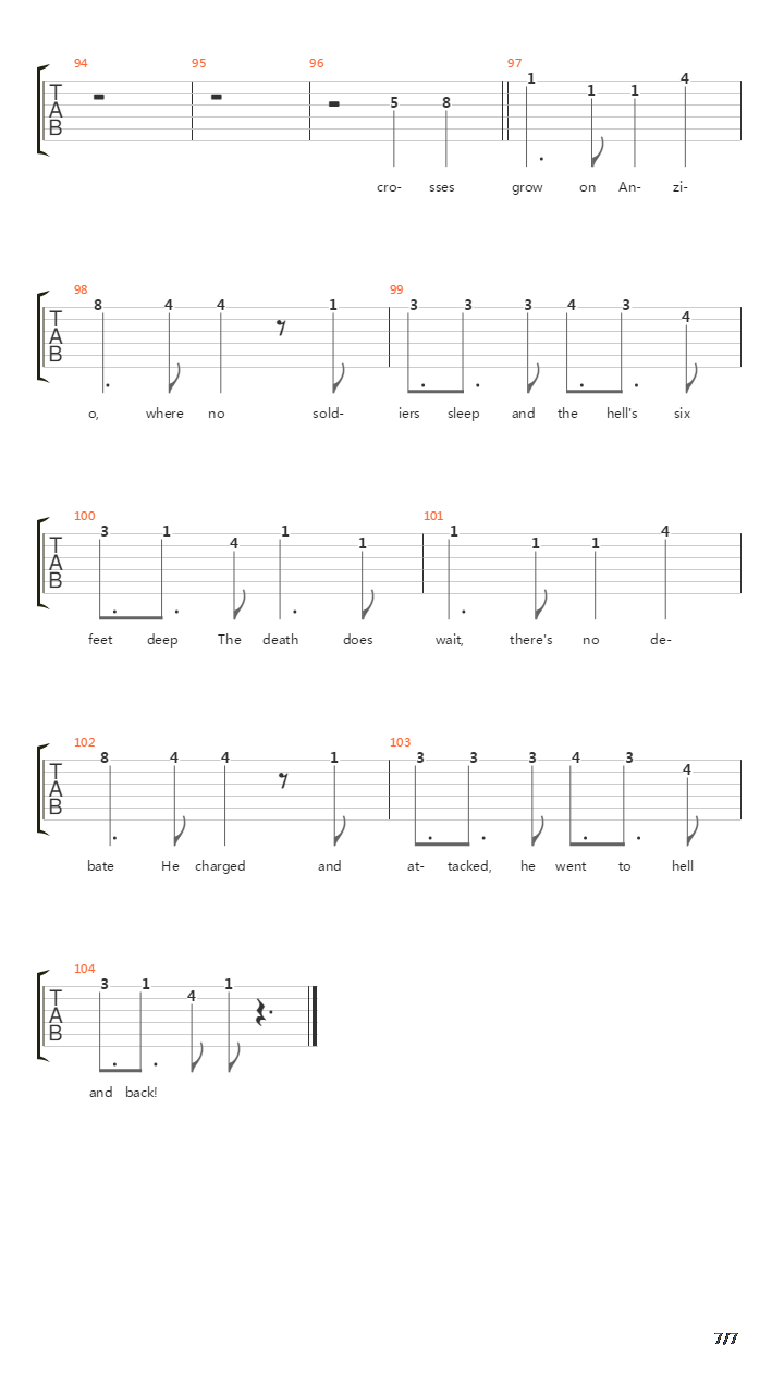 To Hell And Back吉他谱