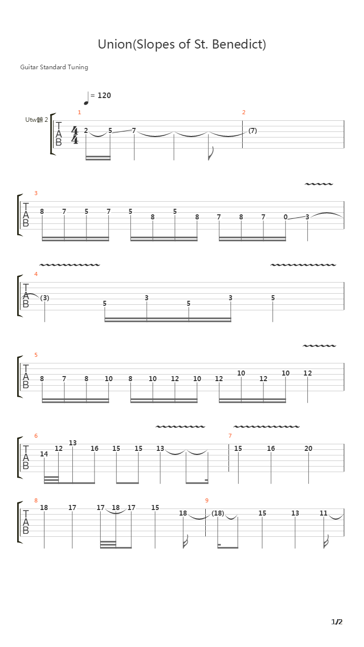 Union吉他谱