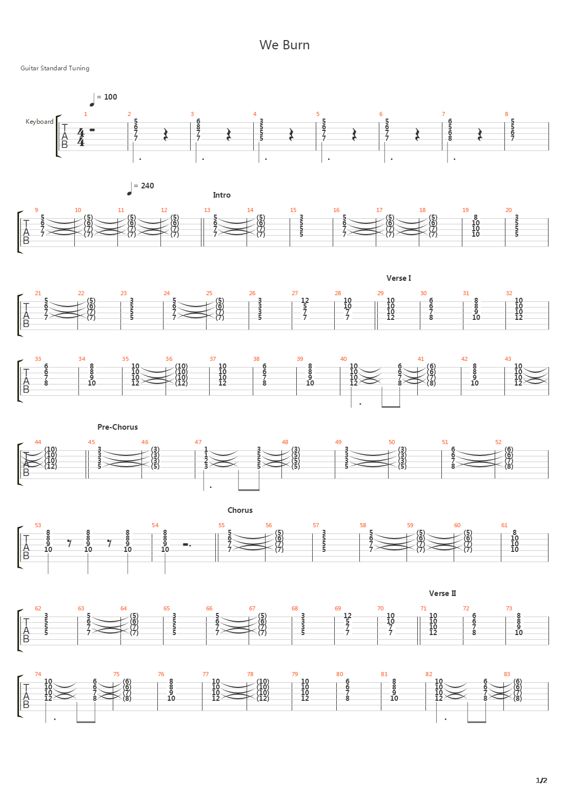 We Burn吉他谱