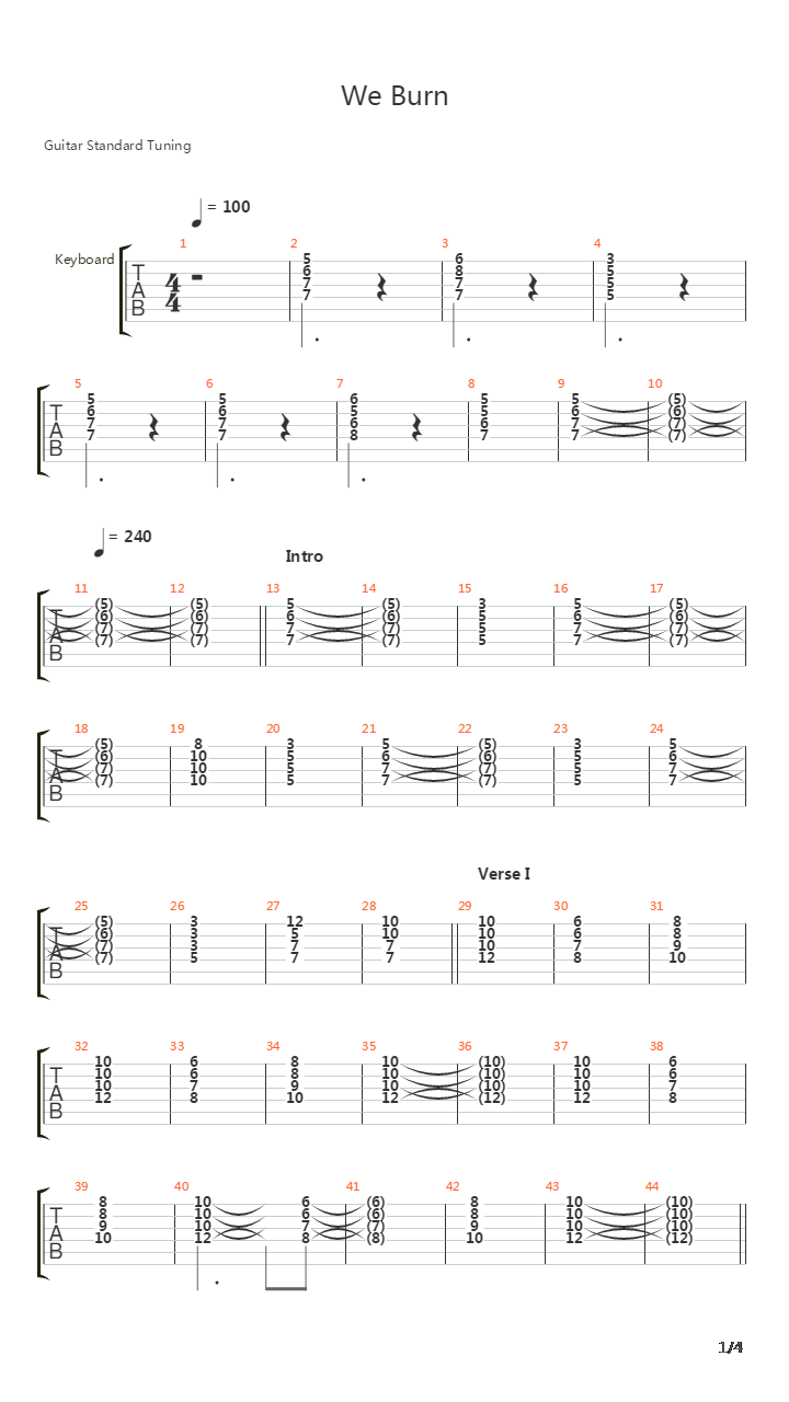 We Burn吉他谱