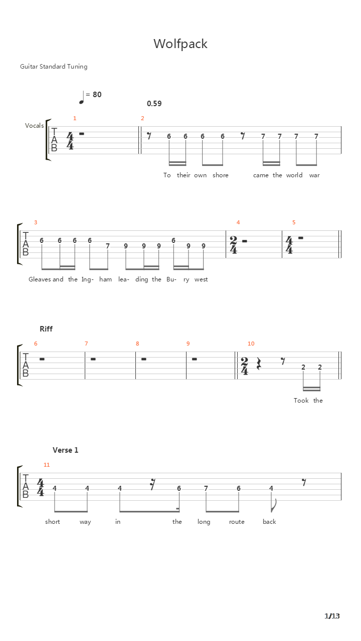 Wolfpack吉他谱