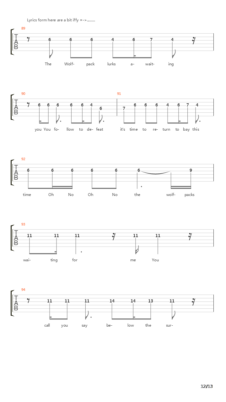 Wolfpack吉他谱