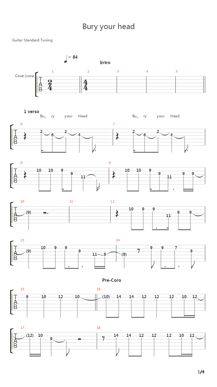 Bury Your Head吉他谱