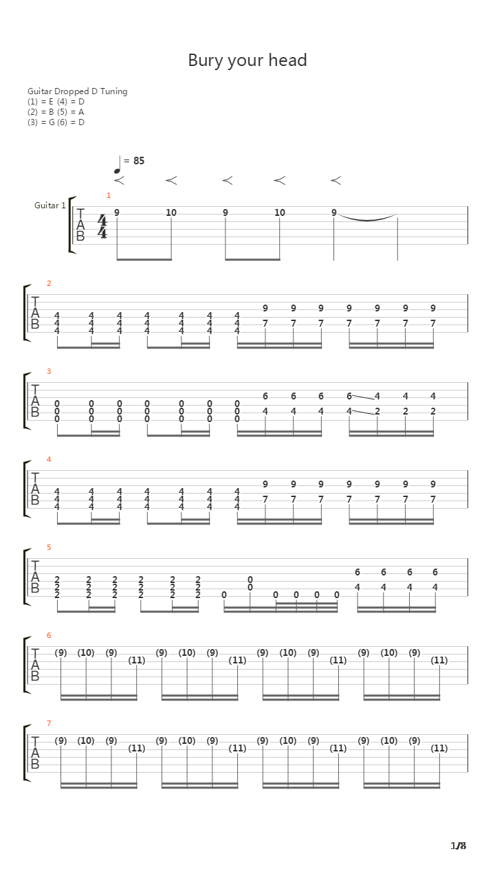 Bury Your Head吉他谱