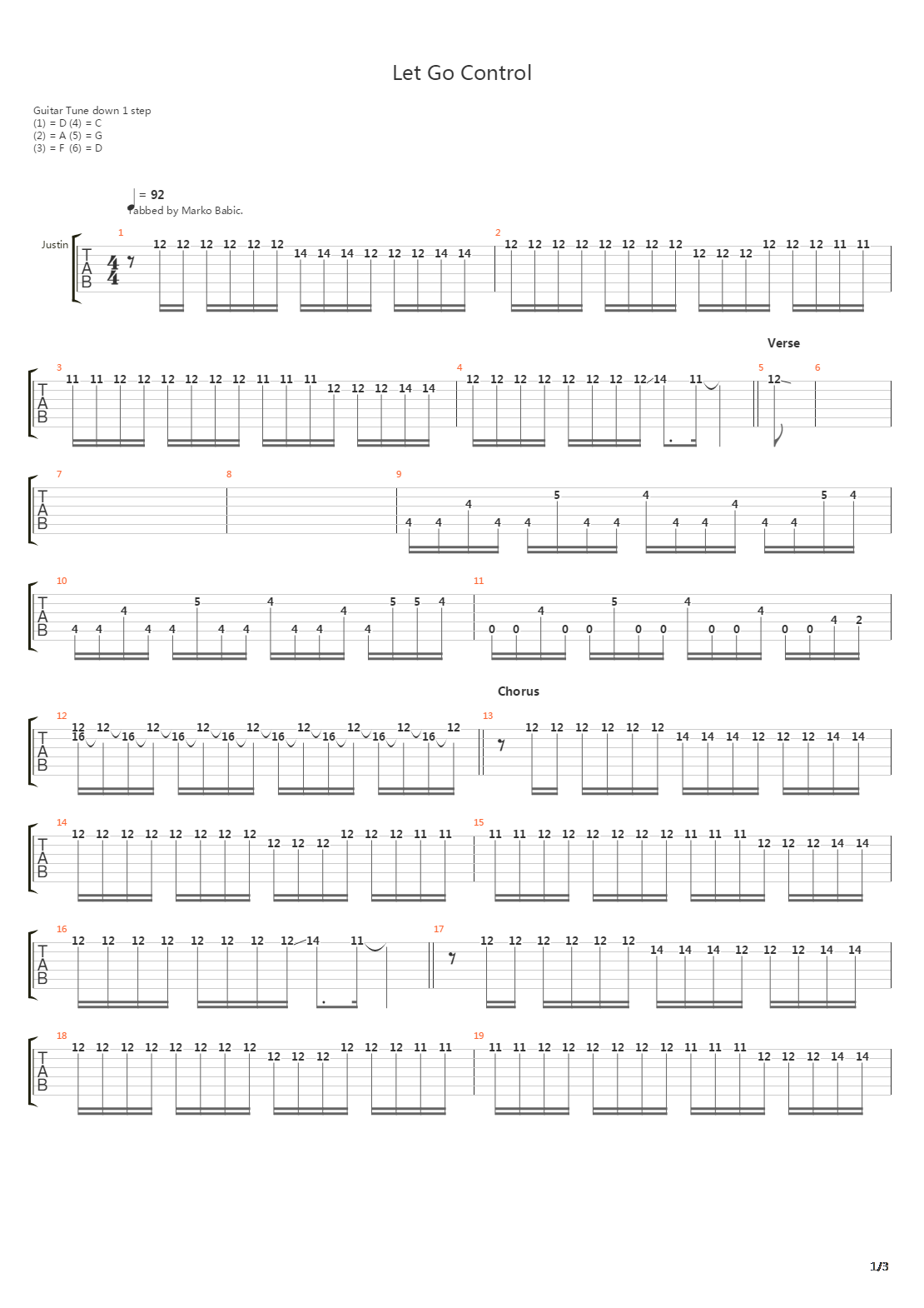 Let Go Control吉他谱
