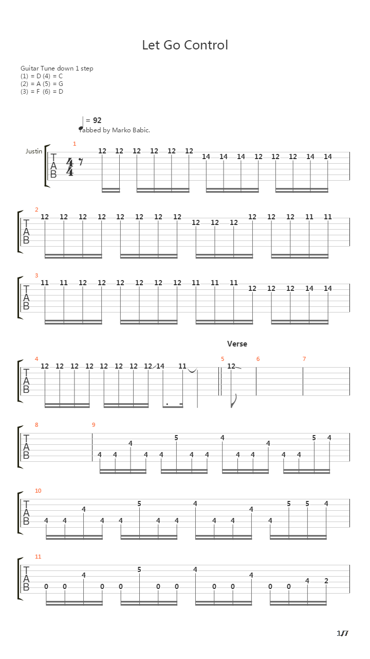 Let Go Control吉他谱