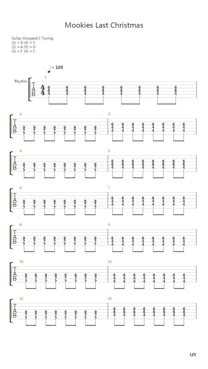 Mookies Last Christmas吉他谱
