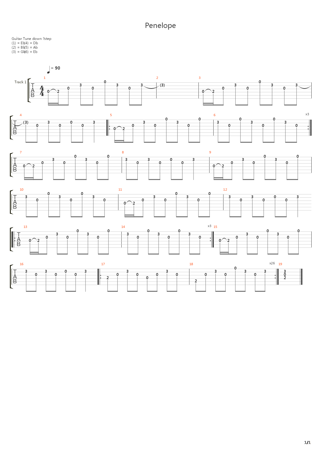 Penelope吉他谱
