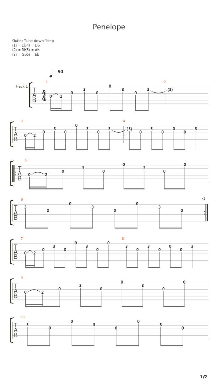 Penelope吉他谱