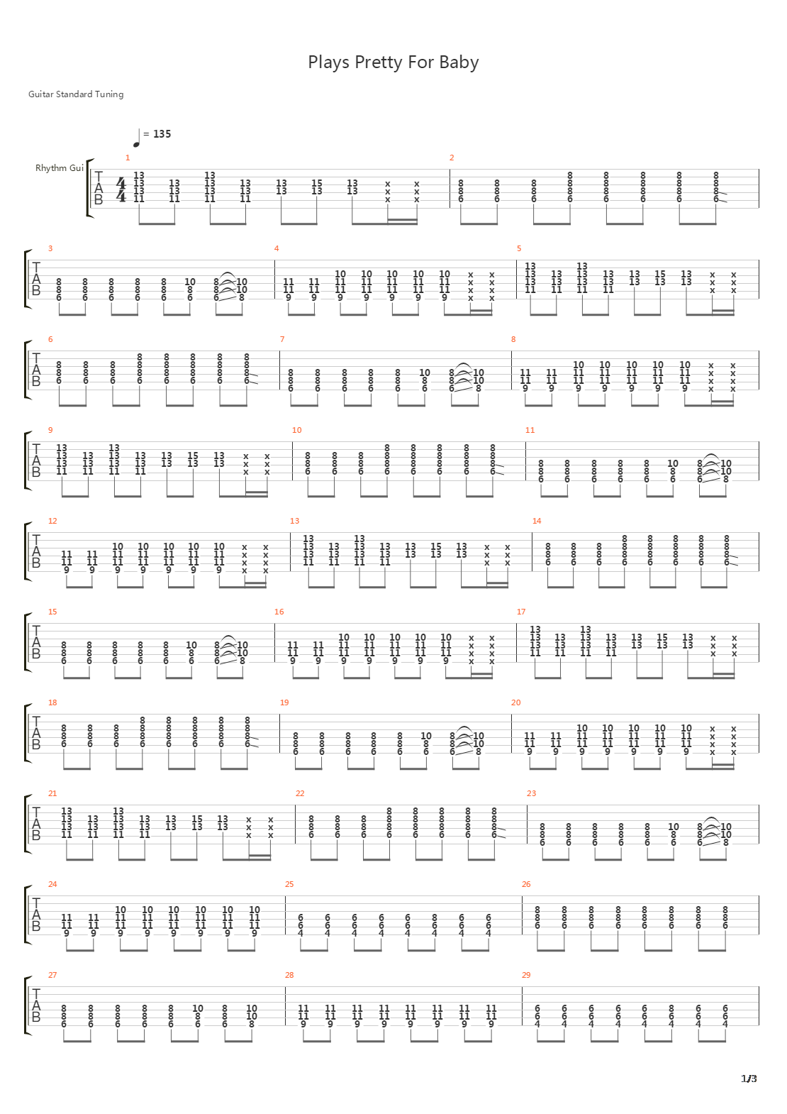 Plays Pretty For Baby吉他谱