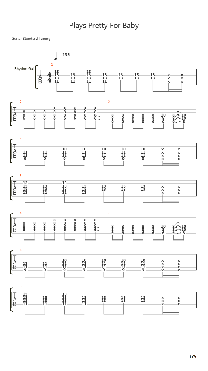 Plays Pretty For Baby吉他谱