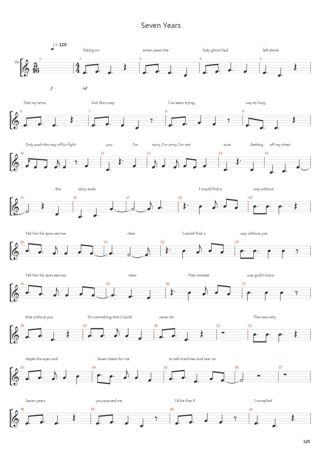 Seven Years吉他谱