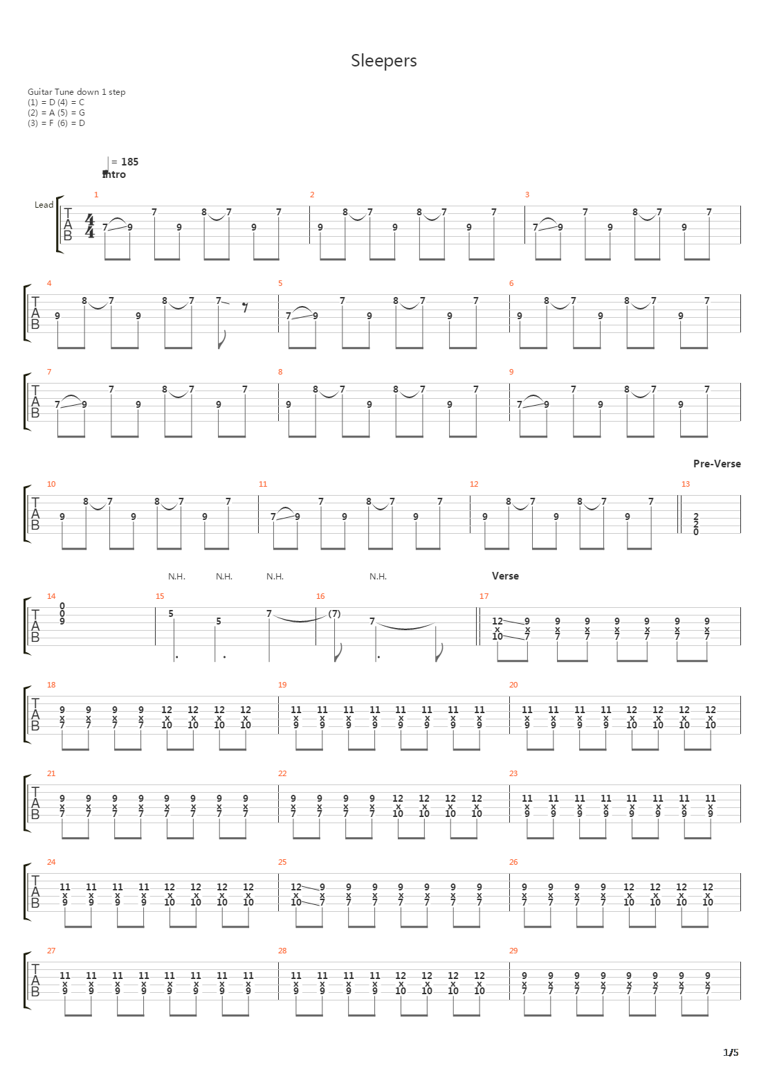 Sleepers吉他谱