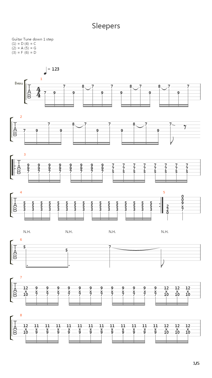 Sleepers吉他谱