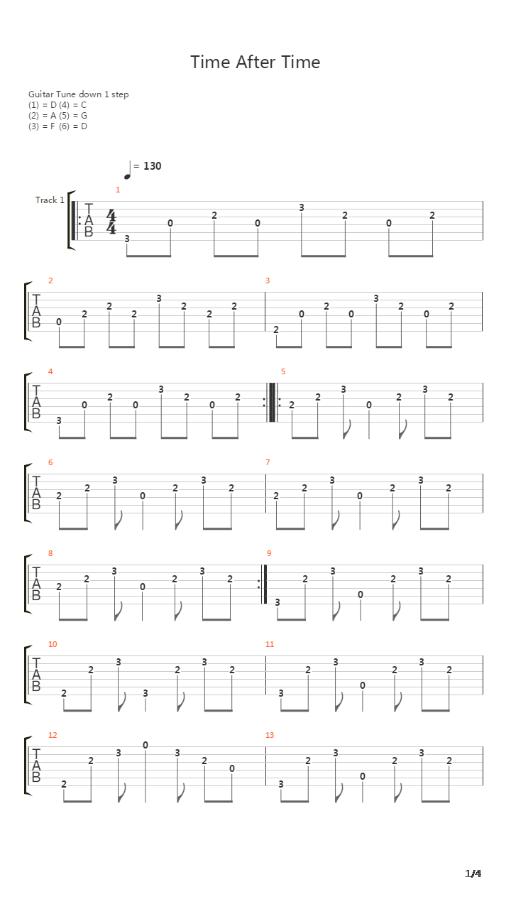 Time After Time吉他谱