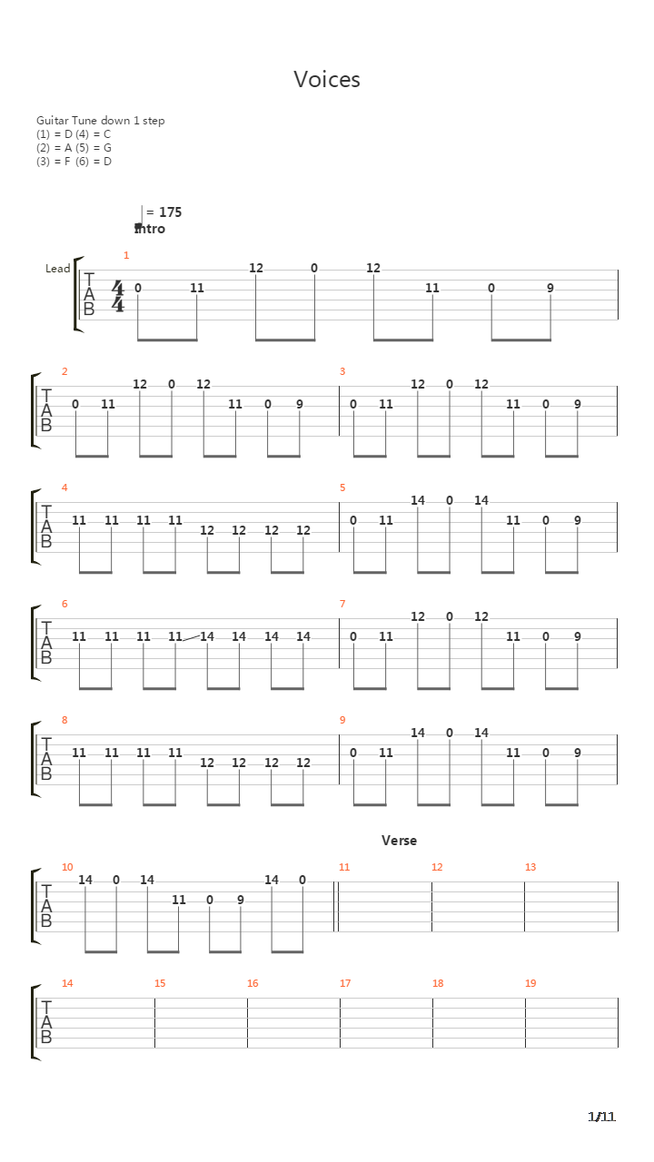 Voices吉他谱