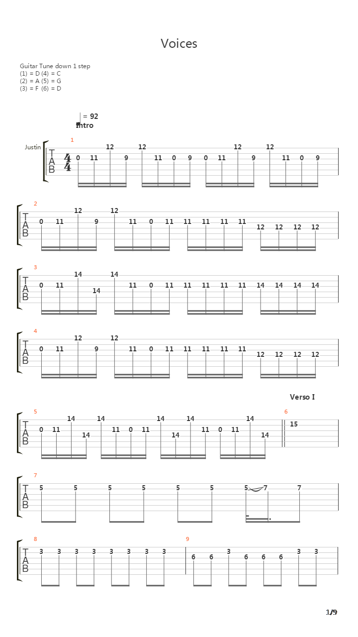 Voices吉他谱