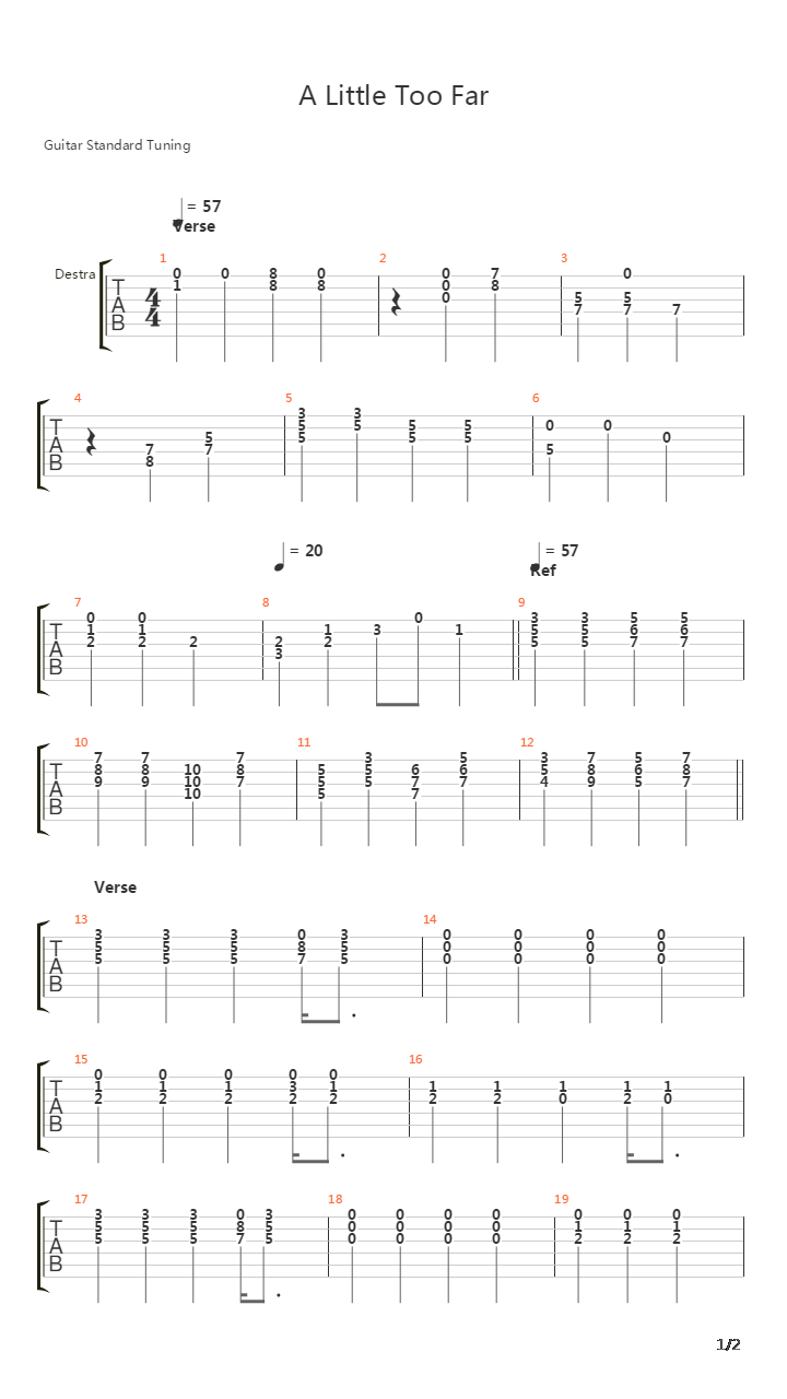 A Little Too Far吉他谱