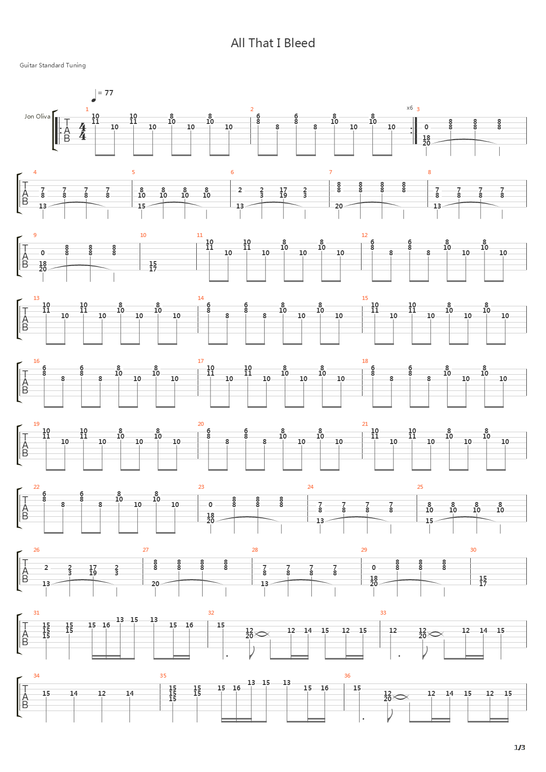All That I Bleed吉他谱