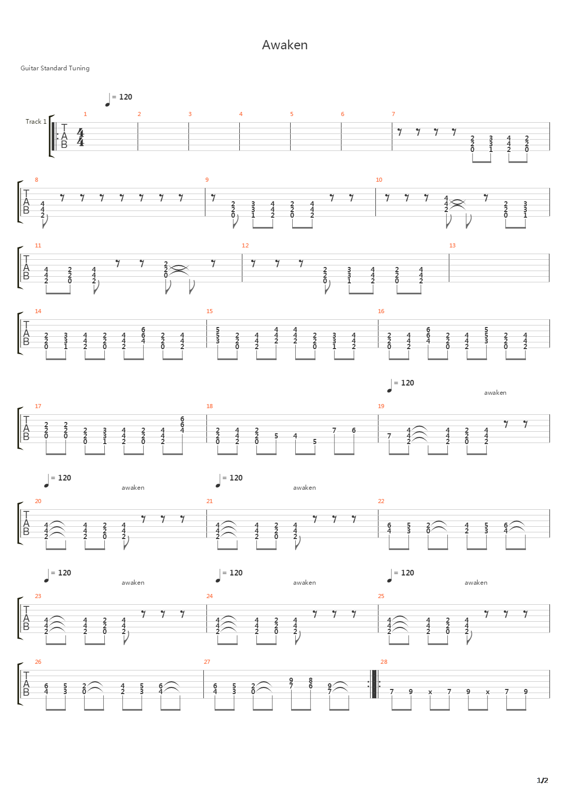 Awaken吉他谱
