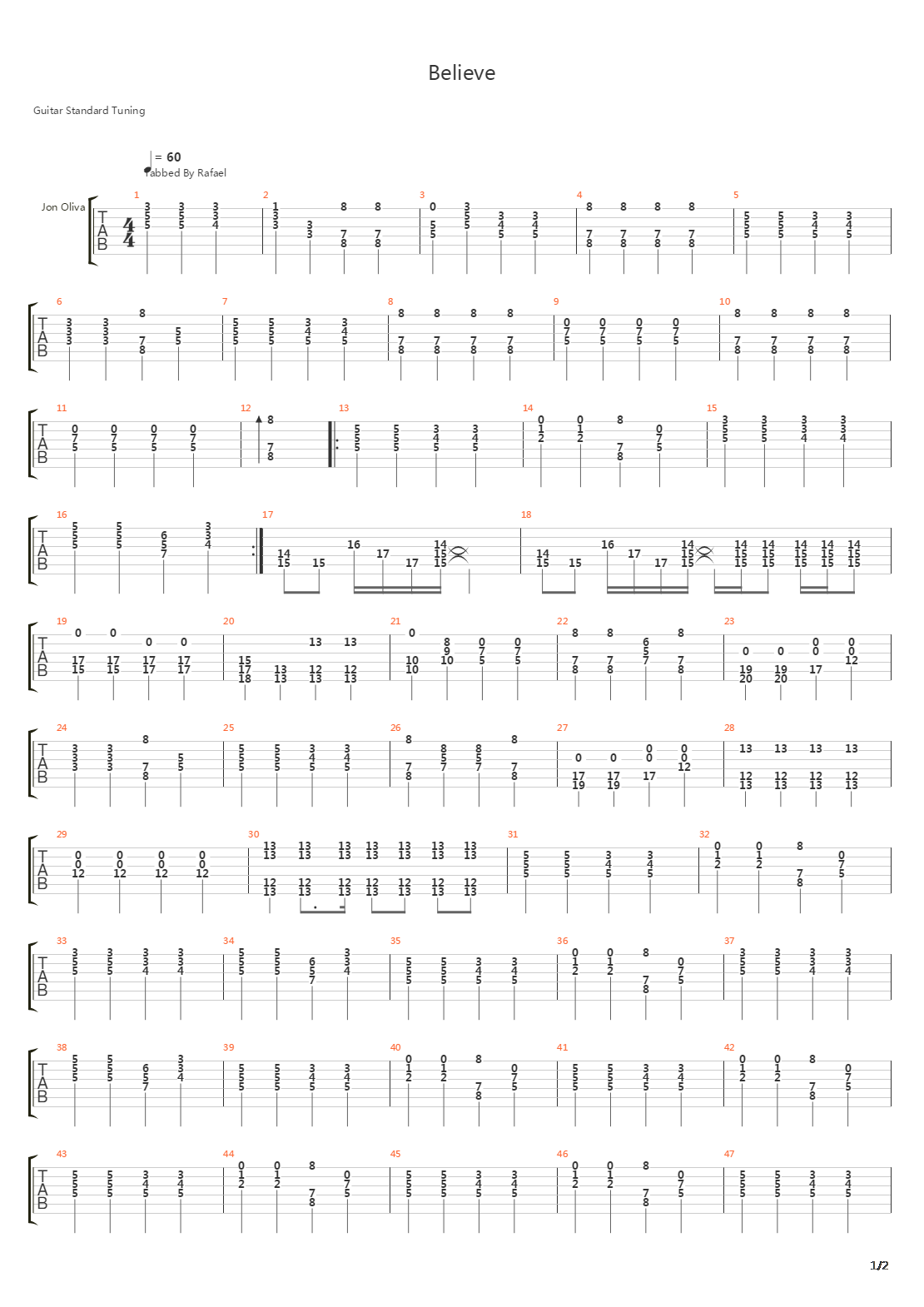 Believe吉他谱