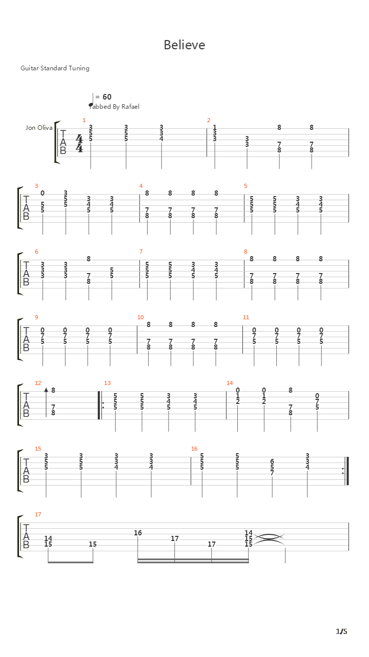 Believe吉他谱