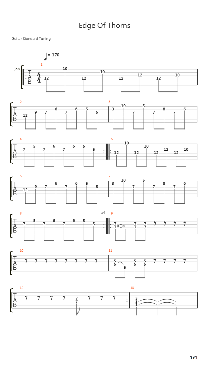 Edge Of Thorns吉他谱
