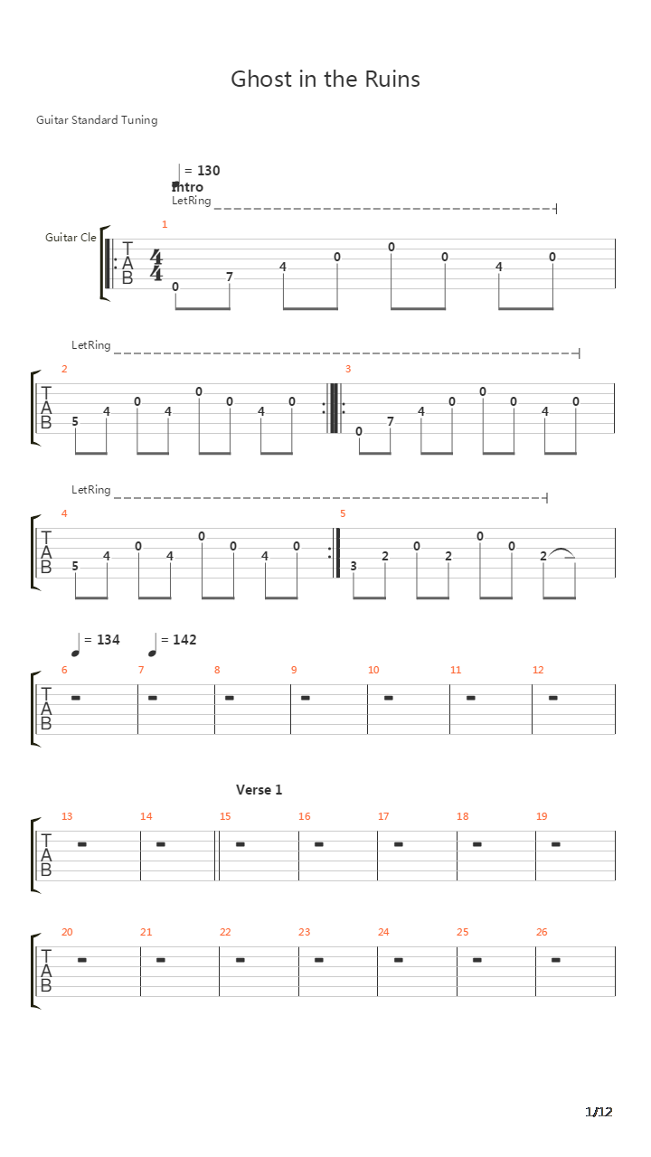 Ghost In The Ruins吉他谱