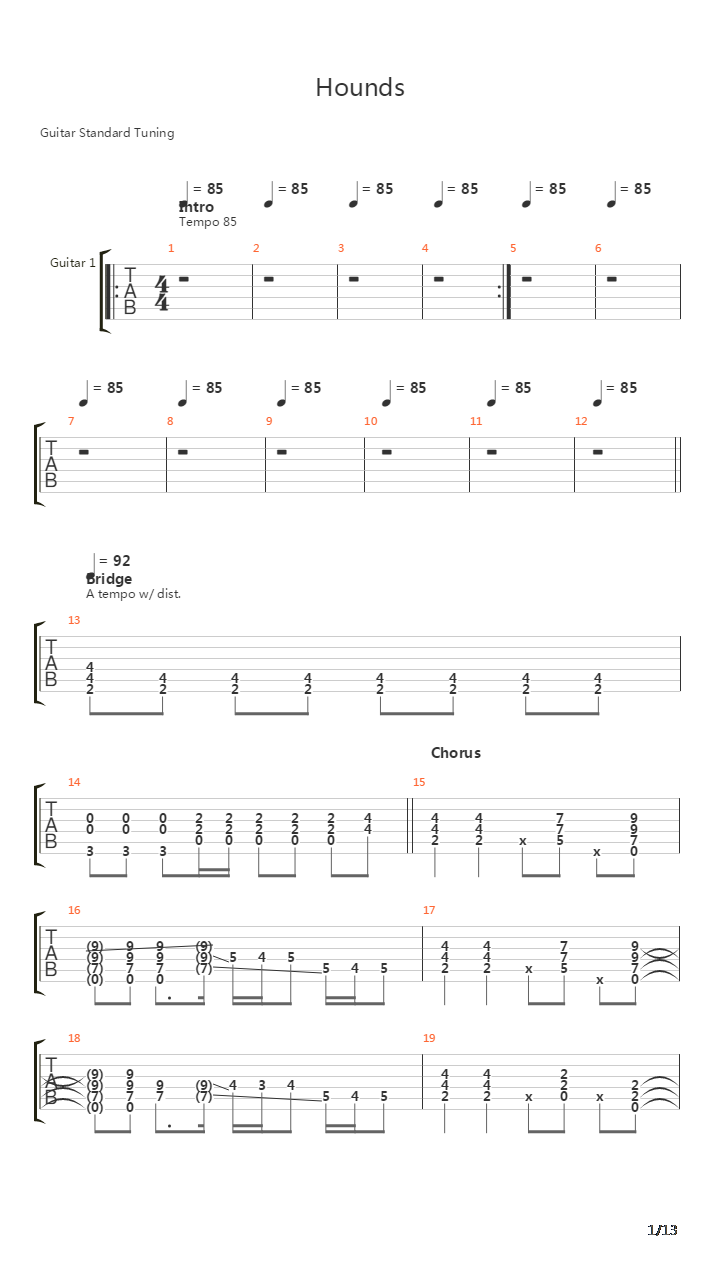 Hounds吉他谱