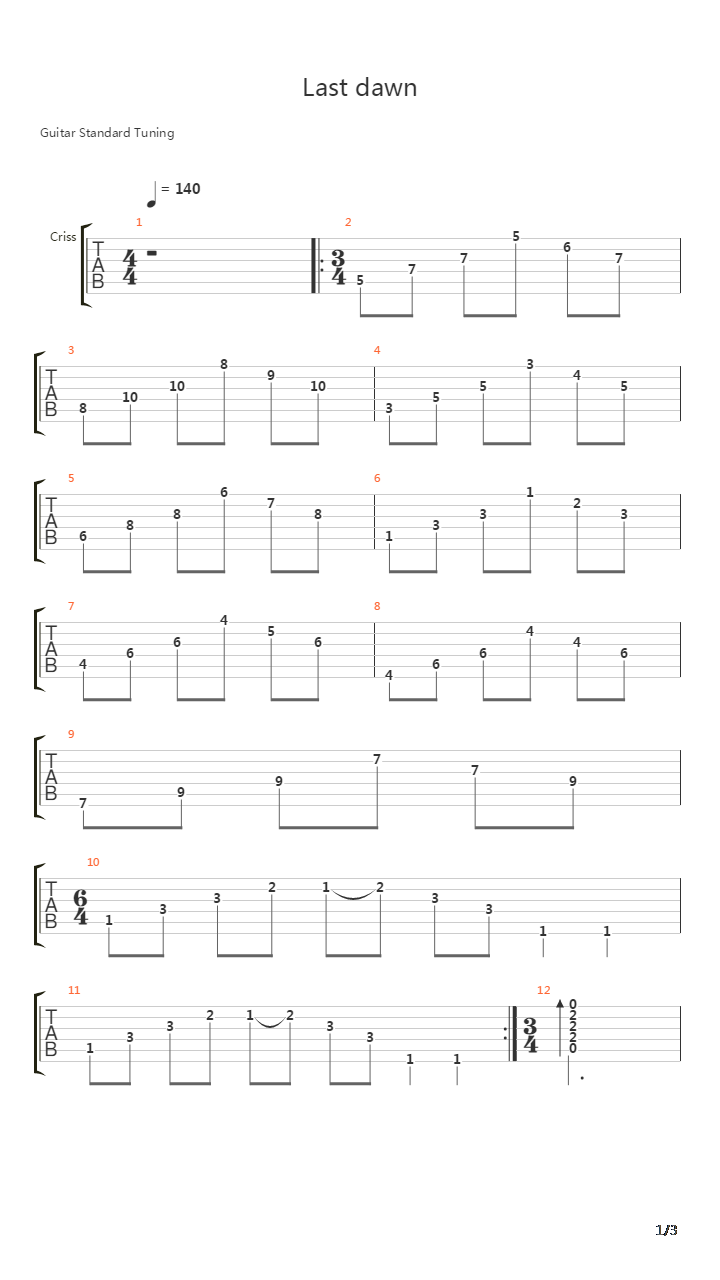 Last Dawn吉他谱