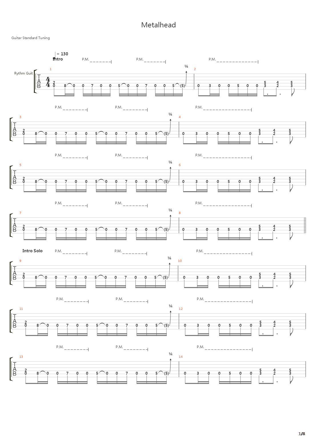 Metalhead吉他谱