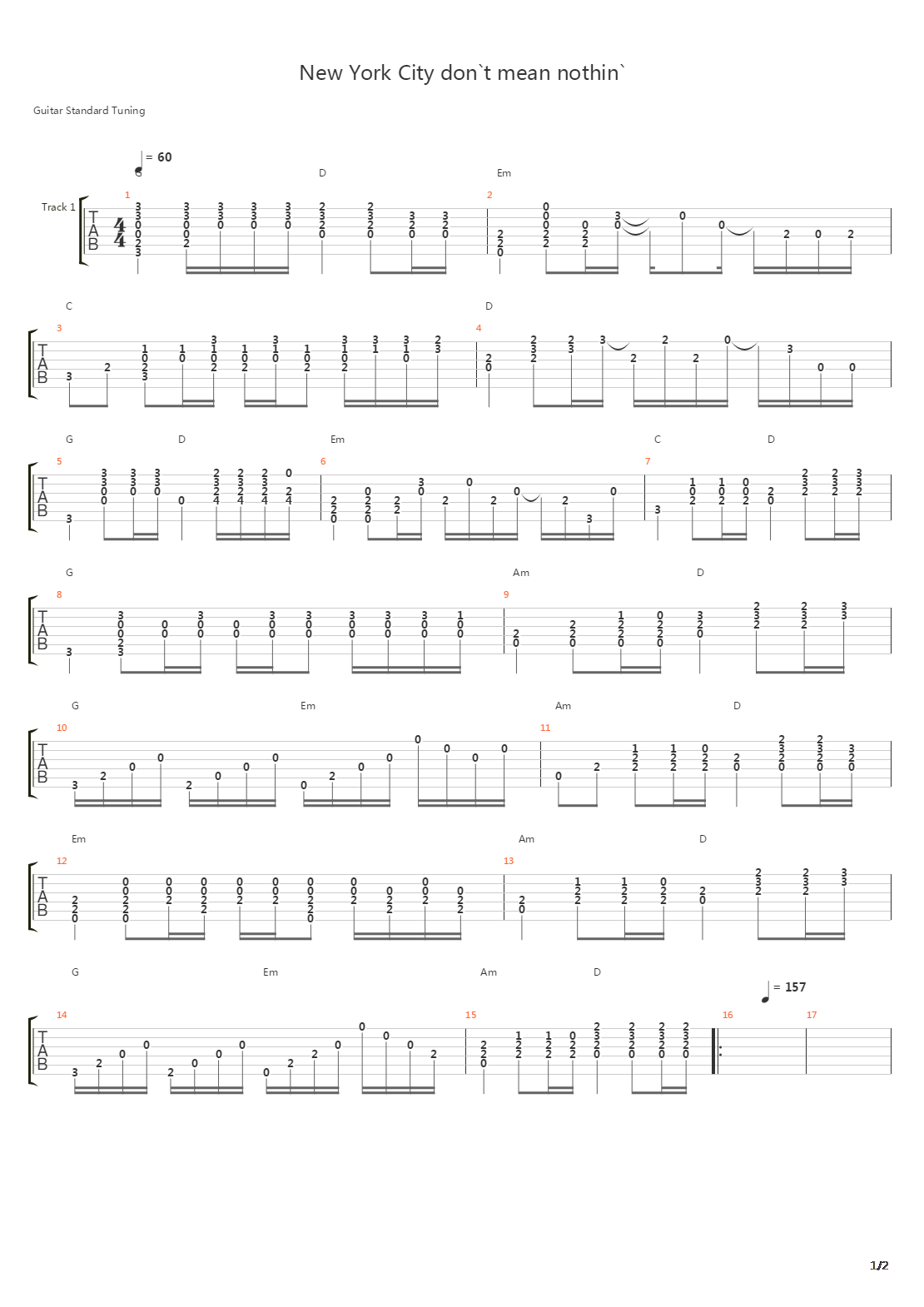 New York City Dont Mean Nothin吉他谱