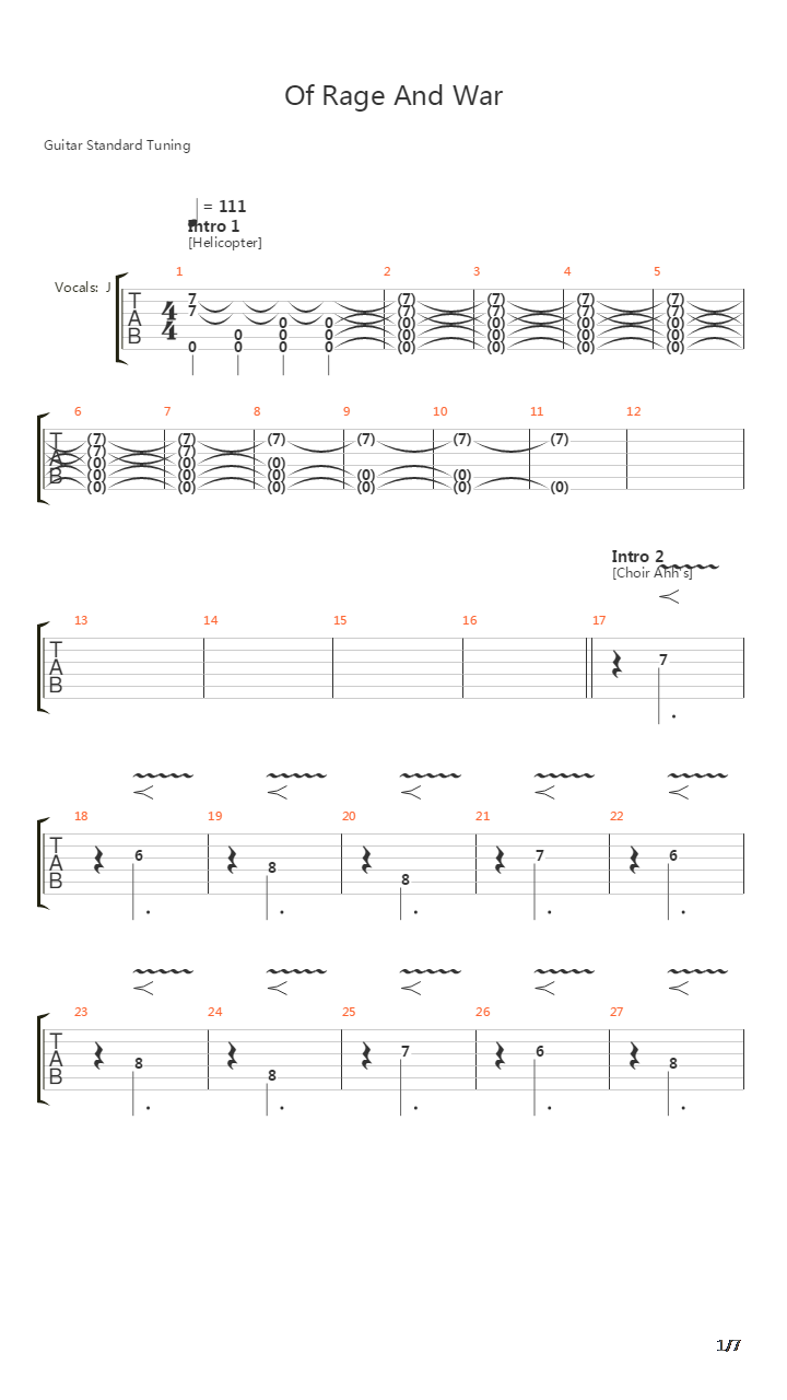 Of Rage And War吉他谱