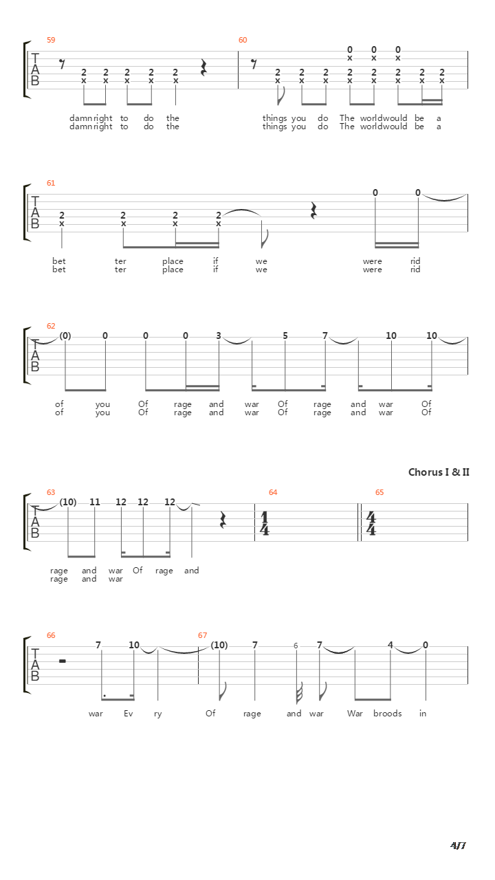 Of Rage And War吉他谱