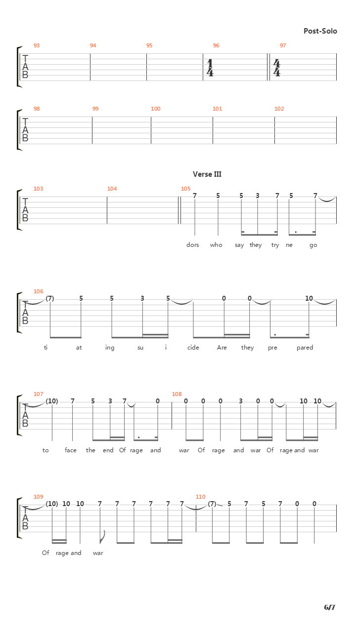 Of Rage And War吉他谱