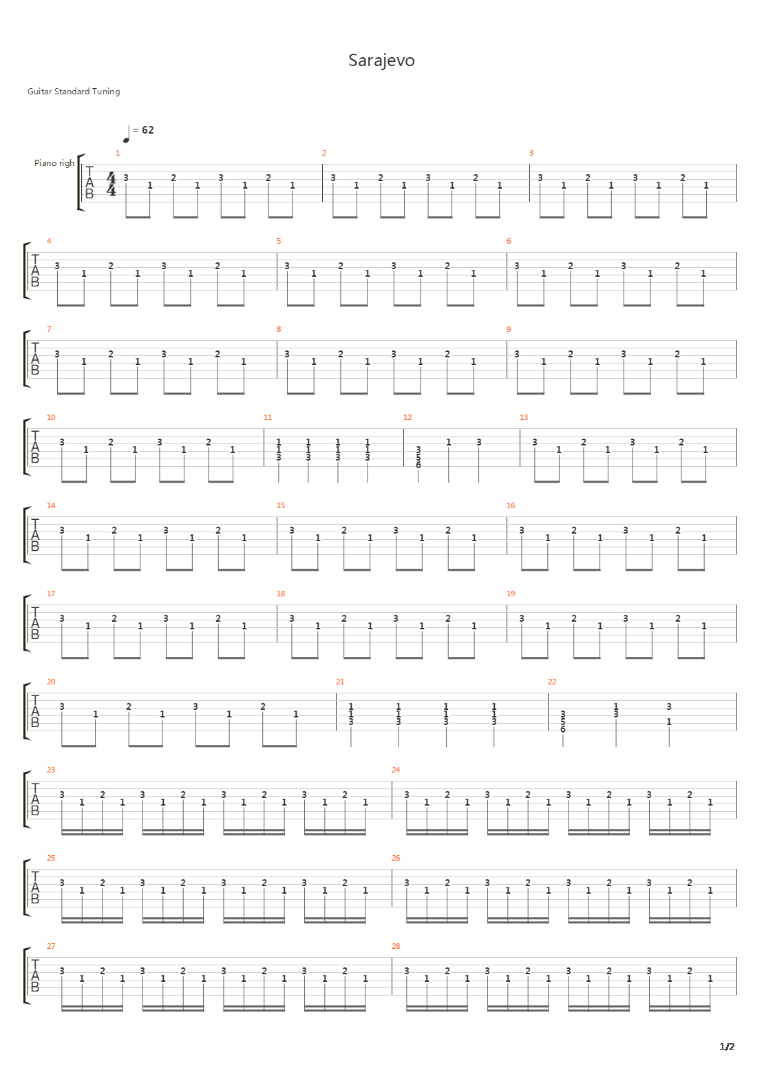 Sarajevo吉他谱