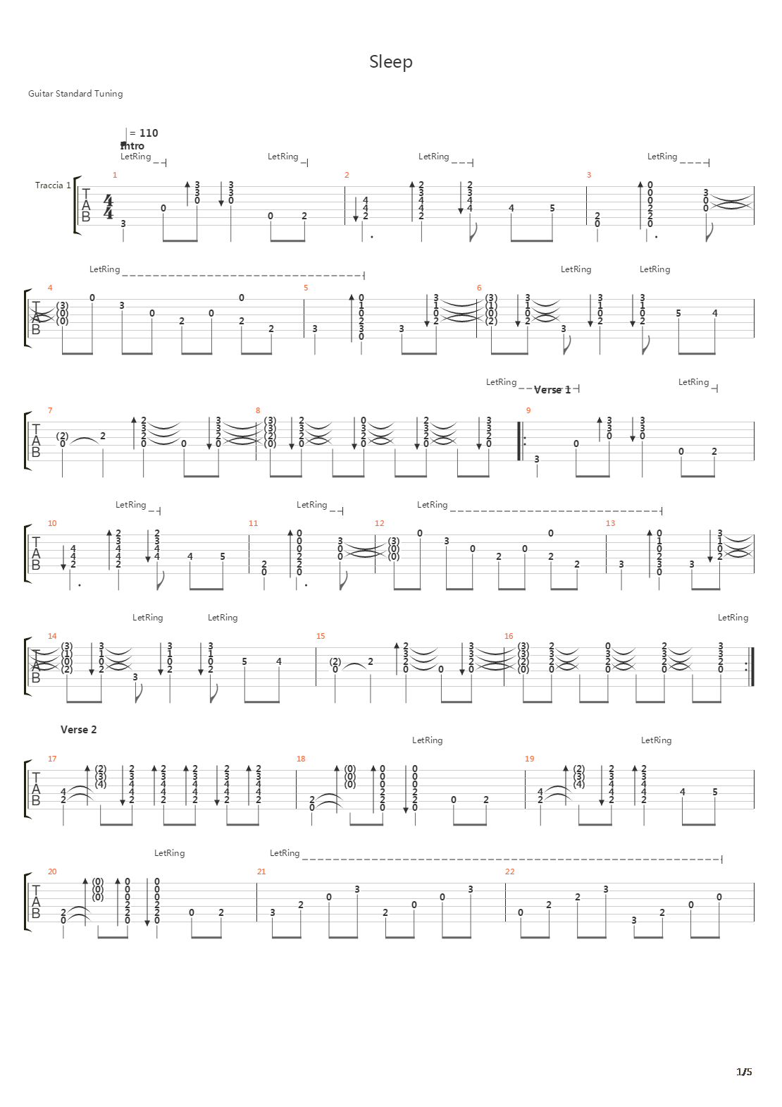Sleep吉他谱