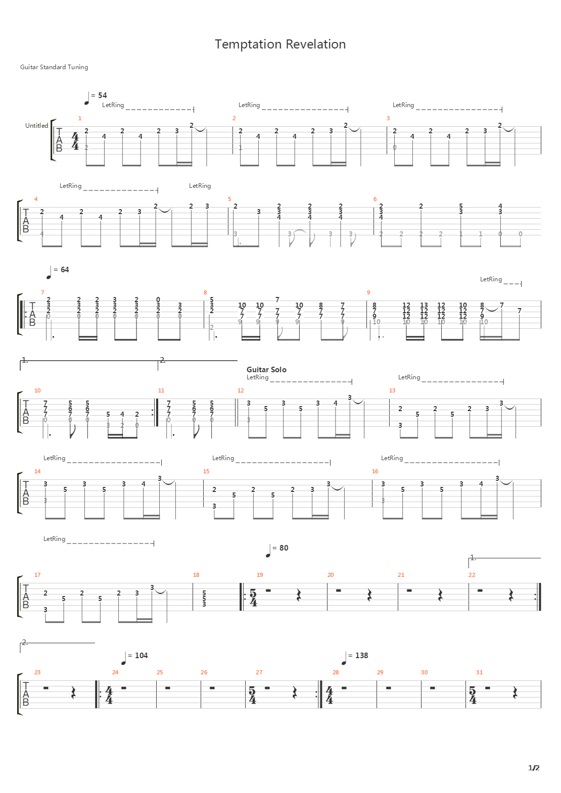 Temptation Revelation吉他谱