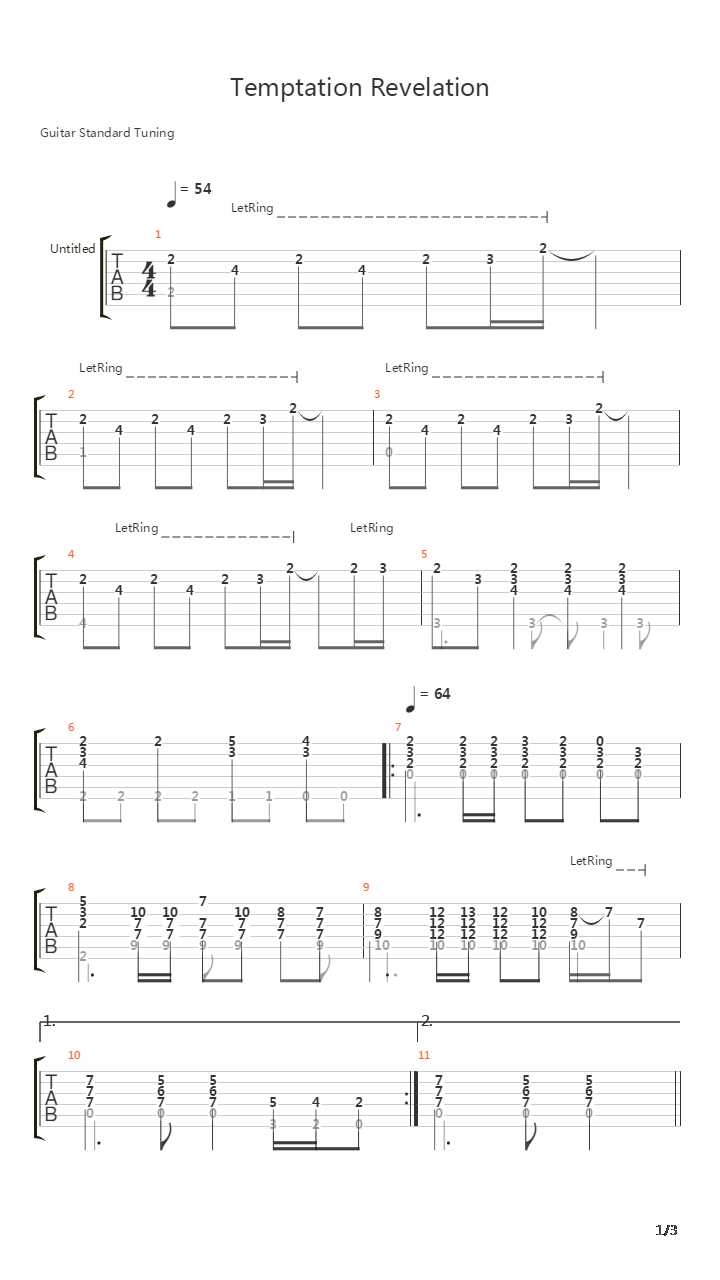 Temptation Revelation吉他谱