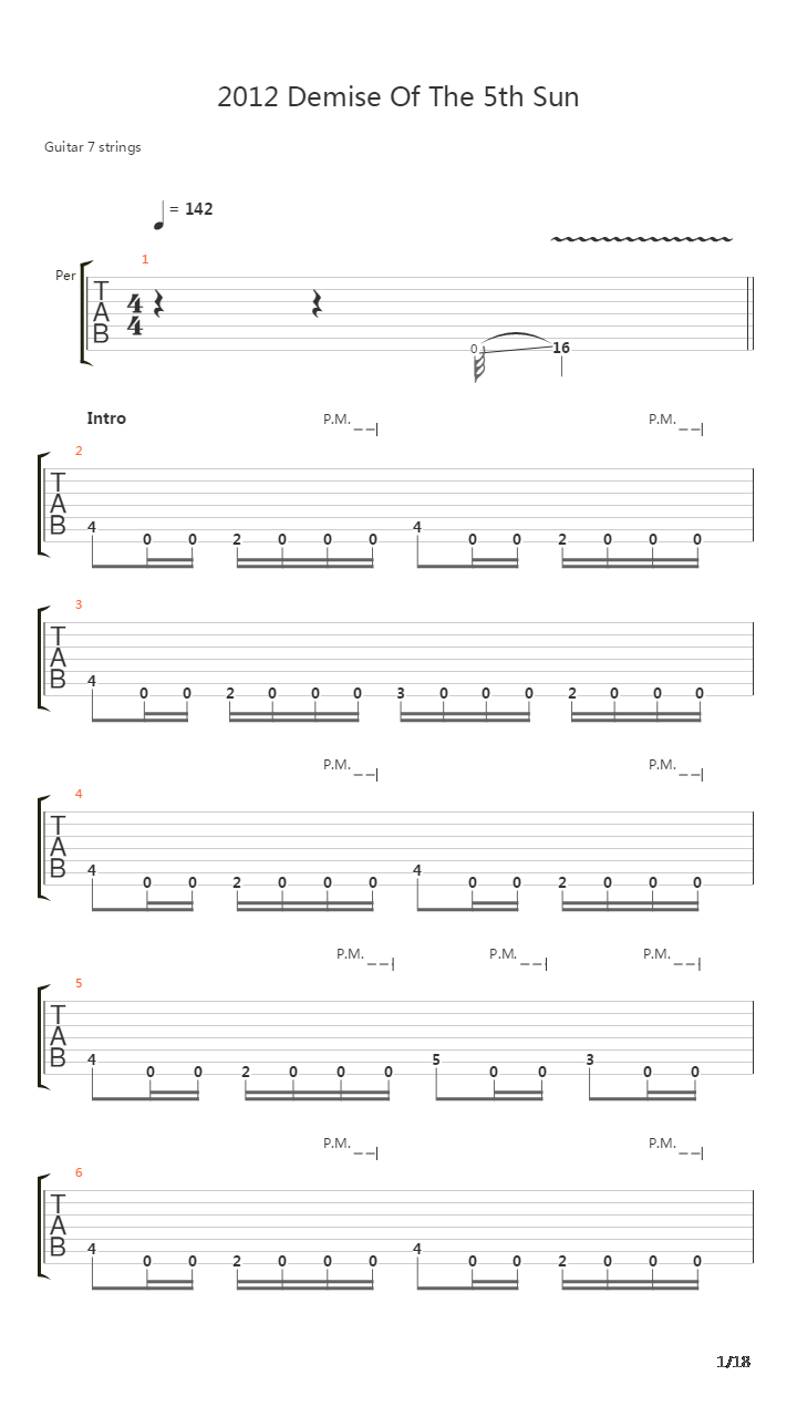 2012 Demise Of The 5th Sun吉他谱