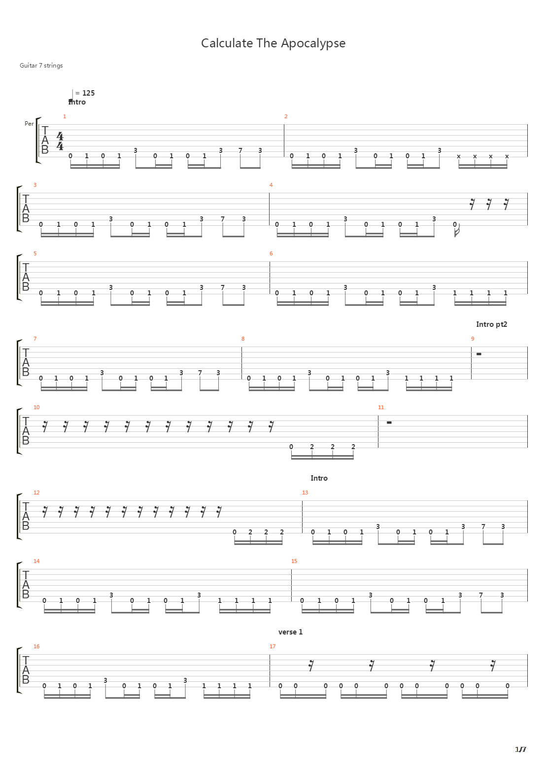 Calculate The Apocalypse吉他谱