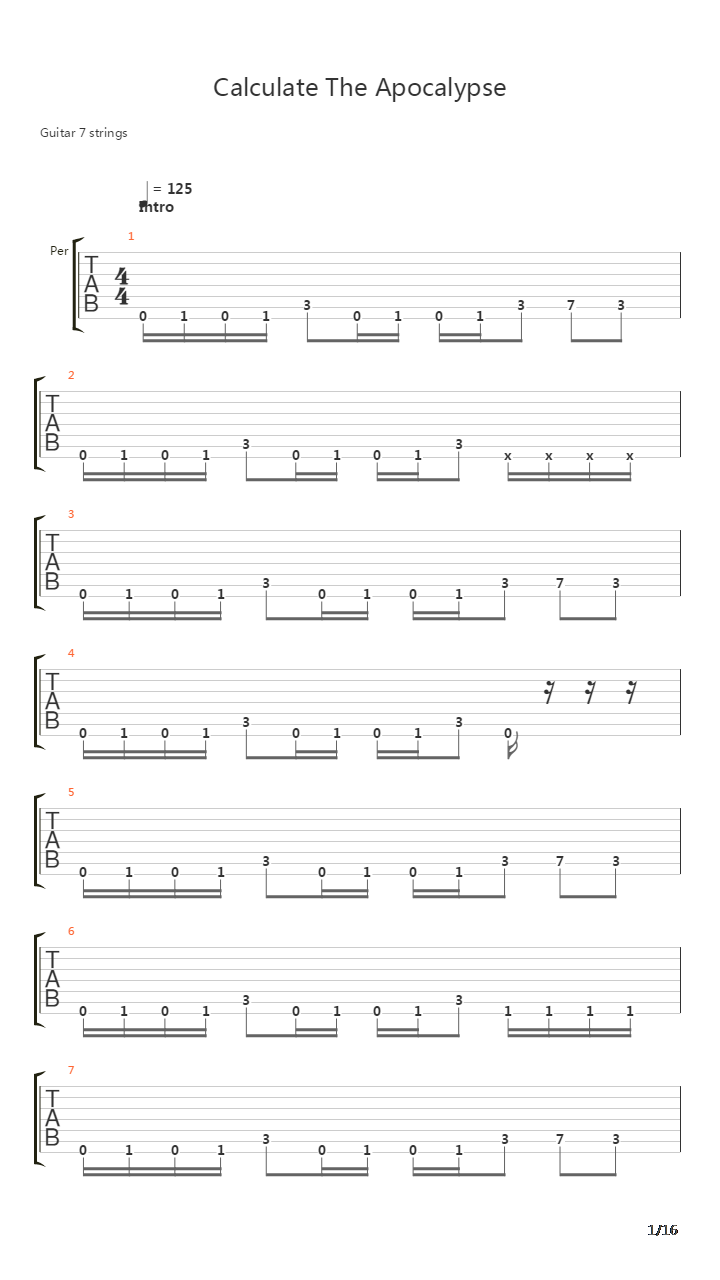 Calculate The Apocalypse吉他谱