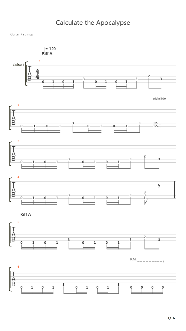 Calculate The Apocalypse吉他谱