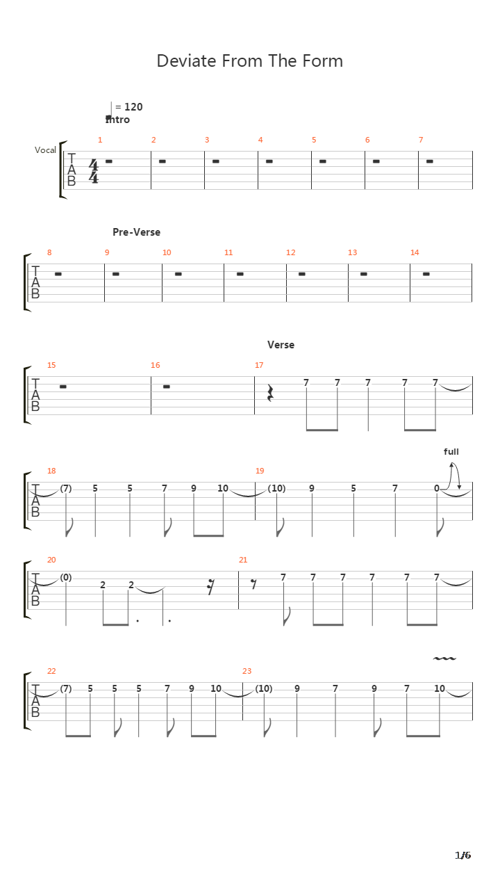 Deviate From The Form吉他谱