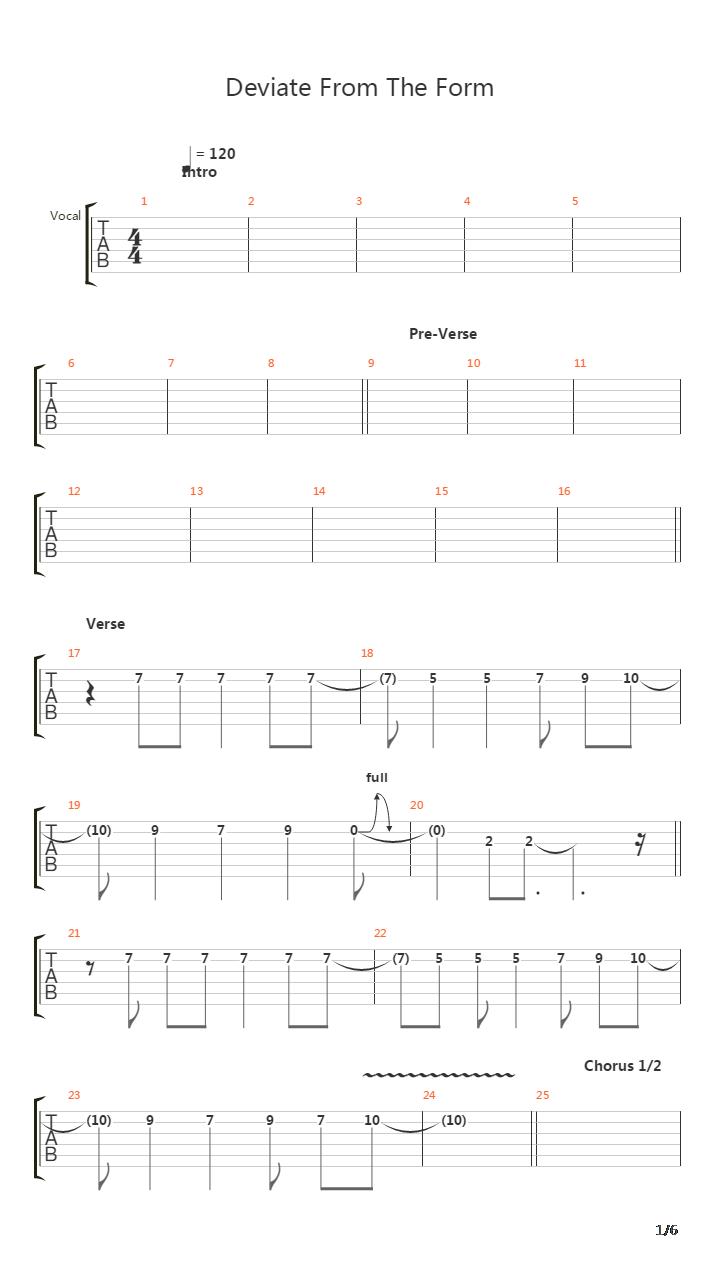 Deviate From The Form吉他谱