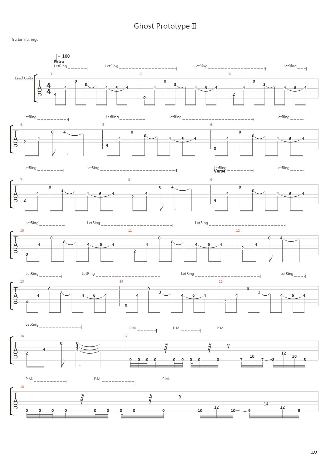 Ghost Prototype Ii吉他谱